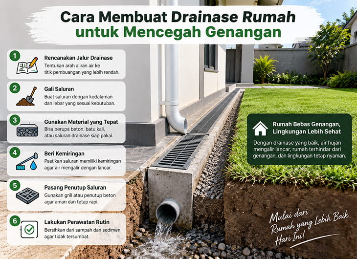 Cara Membuat Drainase Rumah untuk Mencegah Genangan