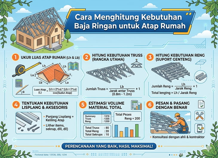 Cara Menghitung Kebutuhan Baja Ringan untuk Atap Rumah