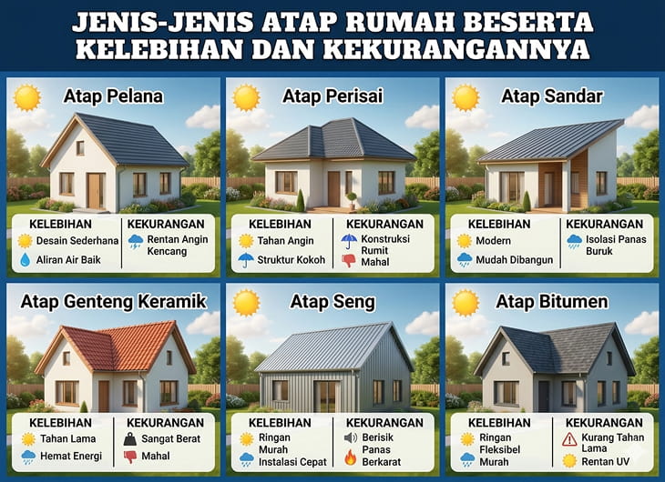 Jenis-Jenis Atap Rumah Beserta Kelebihan dan Kekurangannya