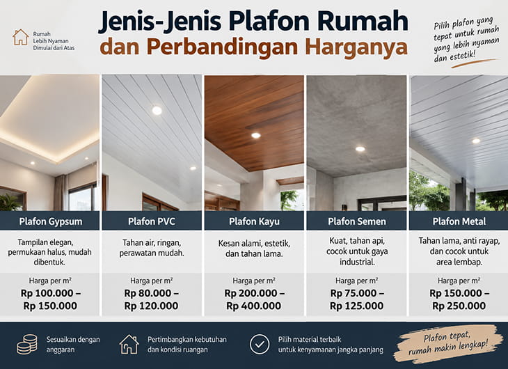 Jenis-Jenis Plafon Rumah dan Perbandingan Harganya