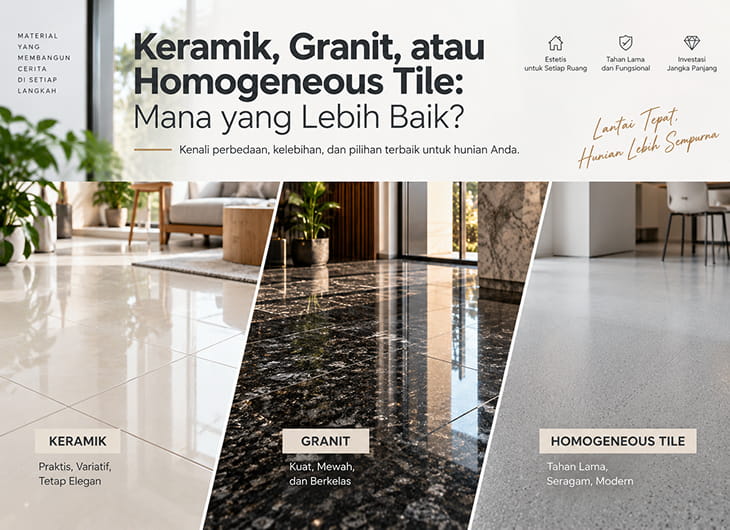 Keramik, Granit, atau Homogeneous Tile: Mana yang Lebih Baik?