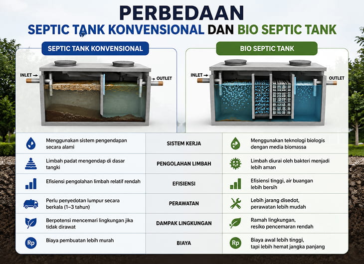 Perbedaan Septic Tank Konvensional dan Bio Septic Tank
