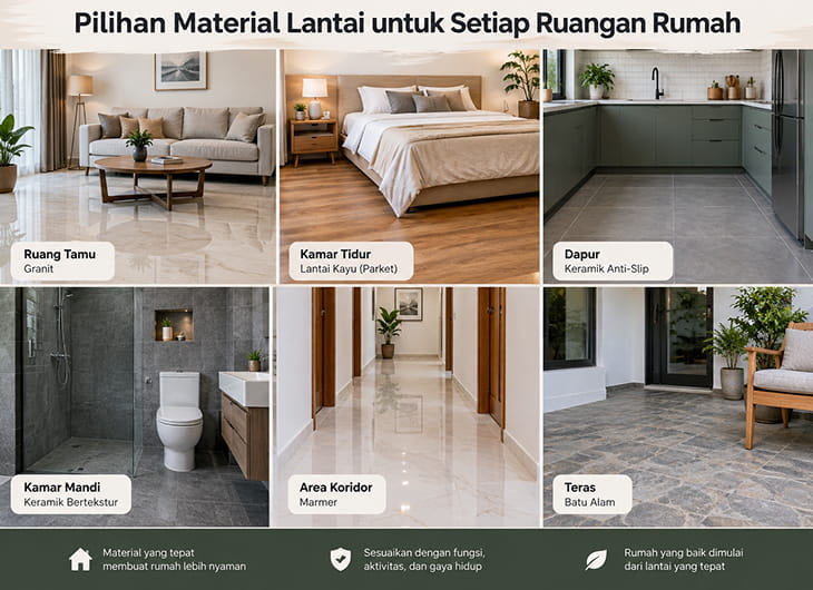Pilihan Material Lantai untuk Setiap Ruangan Rumah