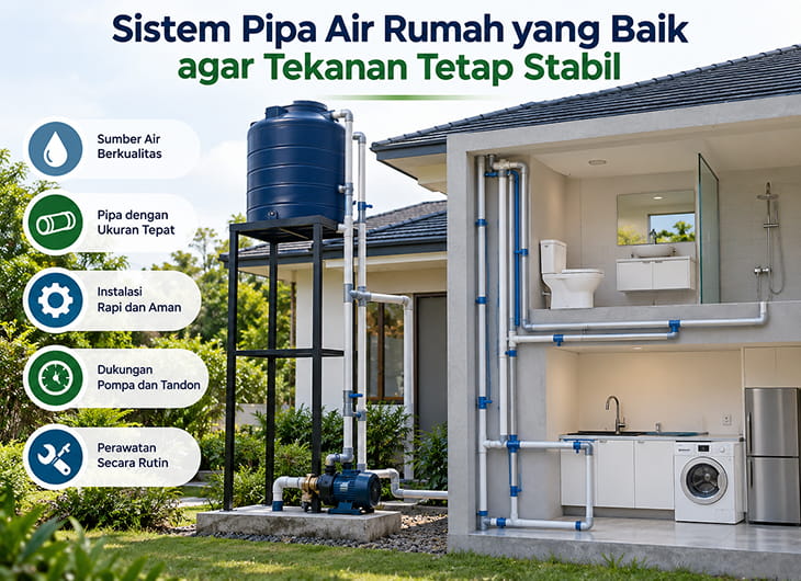 Sistem Pipa Air Rumah yang Baik agar Tekanan Tetap Stabil